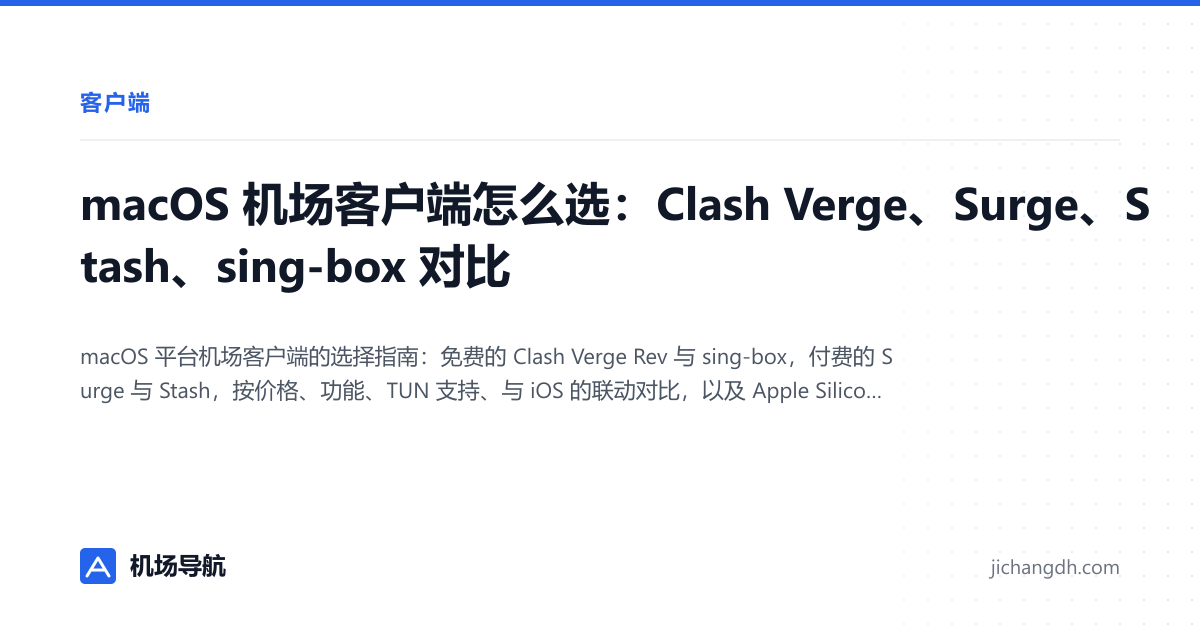 macOS 机场客户端怎么选：Clash Verge、Surge、Stash、sing-box 对比 封面图