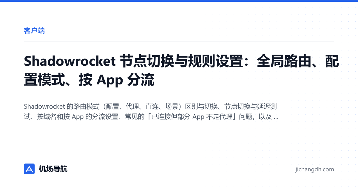 Shadowrocket 节点切换与规则设置：全局路由、配置模式、按 App 分流 封面图