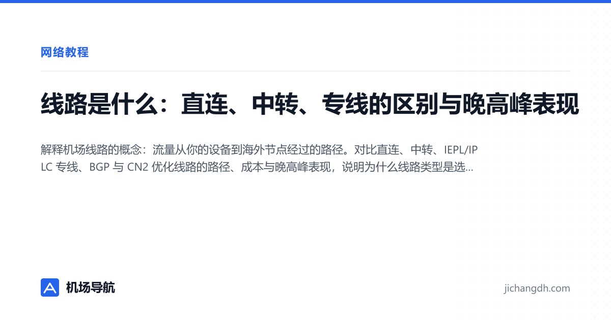 线路是什么：直连、中转、专线的区别与晚高峰表现 封面图